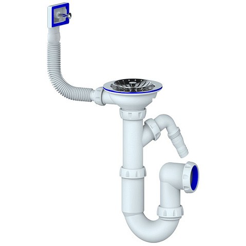 Сифон для мойки Unicorn Y430V, 3 1/2'' х40 без отвода, чаша из нержавеющей стали с отводом для стиральной машины, прямоугольный перелив купить в Ярославле | "Проконсим"