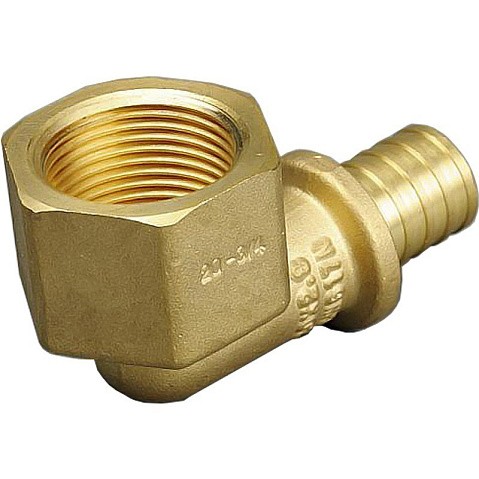 Угольник латунный для PEX труб 20-1/2'' PN 10 под надвижную гильзу с внутренней резьбой ONE PLUS купить в Ярославле | "Проконсим"