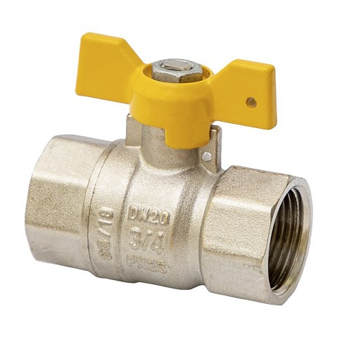 Кран латунный шаровой газовый MVI BV.813 DN 15 PN 25 никелированный полнопроходной муфта-муфта бабочка купить в Ярославле | "Проконсим"
