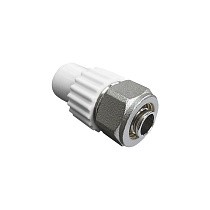 Муфта комбинированная для соединения PPR-PE труб 20x16 PN 25 белая VALFEX купить в Ярославле | "Проконсим"