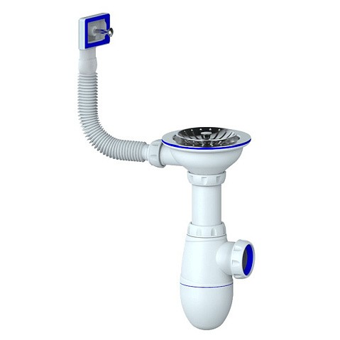 Сифон для мойки Unicorn В410P, без отвода, 3 1/2'' х40 чаша из нержавеющей стали, прямоугольный перелив купить в Ярославле | "Проконсим"