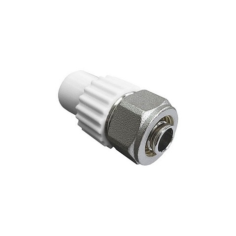Муфта комбинированная для соединения PPR-PE труб 20x16 PN 25 белая VALFEX купить в Ярославле | "Проконсим"