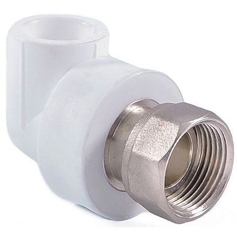 Угольник комбинированный ПП 20-1/2'' PN 25 с накидной гайкой белый РТП 14265 купить в Ярославле | "Проконсим"