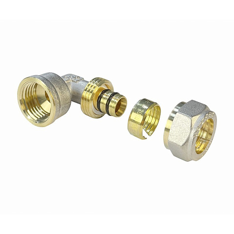 Угольник латунный для PEX труб 20-1/2'' PN 10 обжимной никелированный Valfex VF.352.N  купить в Ярославле | "Проконсим"