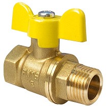 Краны латунные шаровые газовые 11Б27фтМ DN 15-32 PN 40 бабочка муфта-штуцер Valfex.278.LB3 купить в Ярославле | "Проконсим"