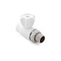 Кран шаровой для радиатора ПП 20-1/2'' PN 25 прямой с американкой белый РТП 10583