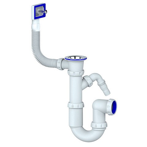 Сифон для мойки Unicorn Y440V, 1 1/2'' х40 без отвода, чаша из нержавеющей стали с отводом для стиральной машины, прямоугольный перелив купить в Ярославле | "Проконсим"