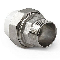  Муфта комбинированная ПП 20-1/2'' PN 25, разъёмная, с наружной резьбой, белая, Pro Aqua PA21008  (251239701) со склада Проконсим в Ярославле