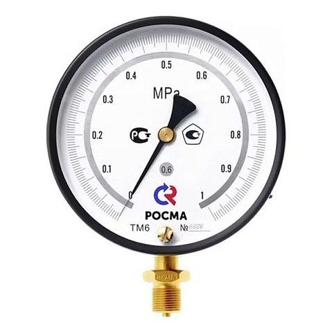 Манометр Росма ТМ-610 РМТИ.00 точных измерений, 150мм, 0-100кгс/см2, резьба M20x1,5 радиальный, класс точности 0.6 купить в Ярославле | "Проконсим"