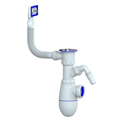 Сифон для мойки Unicorn В440V, без отвода, 1 1/2'' х40 чаша из нержавеющей стали, прямоугольный перелив купить в Ярославле | "Проконсим"