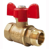 Краны латунные шаровые 11Б27фт1М DN 15-20 PN 40 бабочка муфта-штуцер Valfex Optima.218.LOB1 купить в Ярославле | "Проконсим"