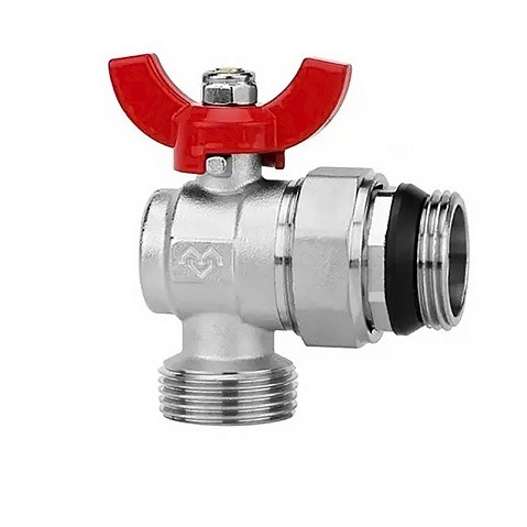 Кран шаровой латунный DN 25 PN 16 никелированный угловой  для коллектора (2 шт.) Varmega VM15955 купить в Ярославле | "Проконсим"
