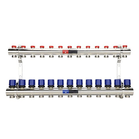 Коллекторная группа из латуни DN 25-13 вых. G-3/4'' евроконус, без расходомеров, без дренажного крана и воздухоотводчика VARMEGA VM15813 купить в Ярославле | "Проконсим"