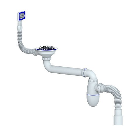 Сифон для умывальника Unicorn ВС22, 40х50 гибкий отвод, 3 1/2'' х40 чаша из нержавеющей стали, прямоугольный перелив купить в Ярославле | "Проконсим"