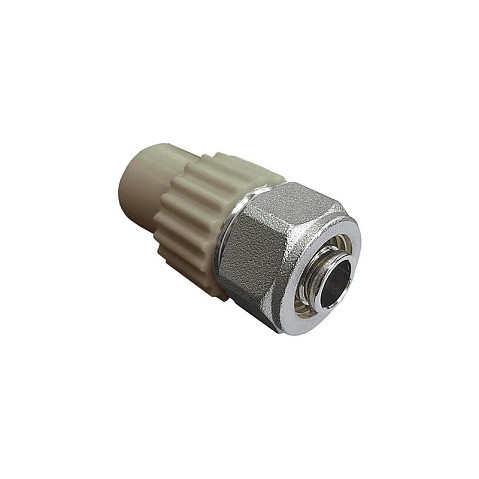 Комбинированный ниппель для соединения PPR-PE-AL-PE труб 20x16 PN 25 серый VALFEX купить в Ярославле | "Проконсим"