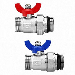  Кран шаровой латунный Varmega VM15951 никелированный прямой DN25 PN16 для коллектора (2 шт.) (930422031) со склада Проконсим в Ярославле